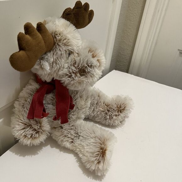 Fiesta Moose Plush Jesus Loves You Tan Brown White Fuzzy Red Scarf 14" - Picture 4 of 8